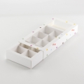 Коробка на 10 конфет с фальшбортом цветная С ОКНОМ (20,4*8,2*3 см)
